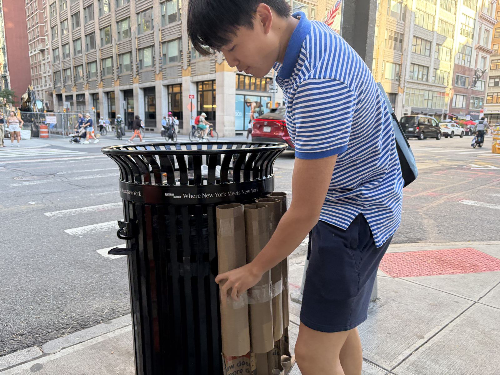 Strapping the tubes onto the basket